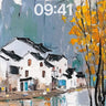 Serene Waterscape Wallpaper with Autumnal Echoes wallpaper for iPhone, iPad & Mac