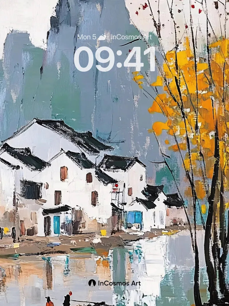 Serene Waterscape Wallpaper with Autumnal Echoes