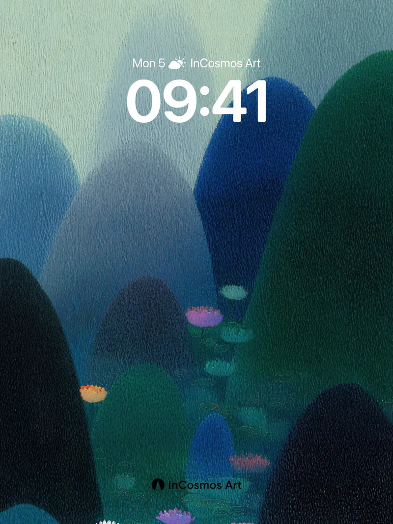 Whispering Waterlilies Wallpaper with Midnight Hues