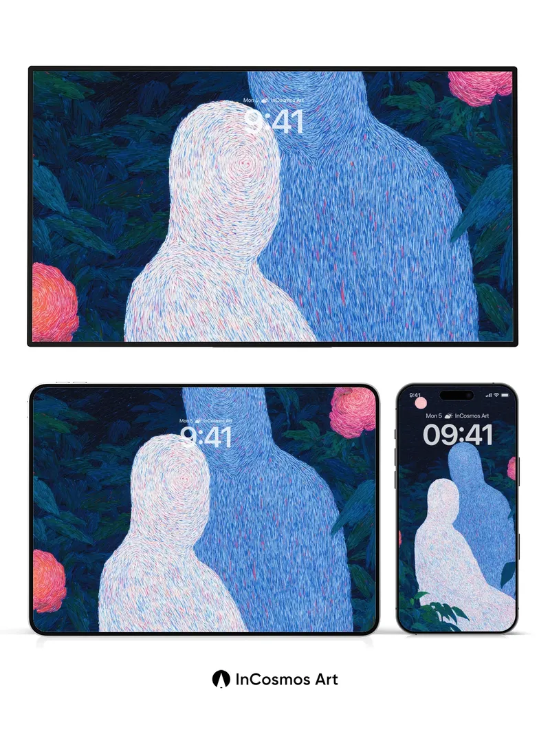 Moonlit Embrace Wallpaper with Whispering Textures