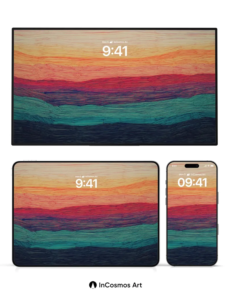 Crimson Horizon Wallpaper with Textured Light Flow