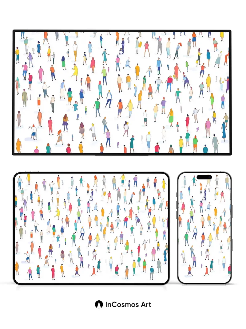 Playful Crowd Wallpaper with Colorful Movement