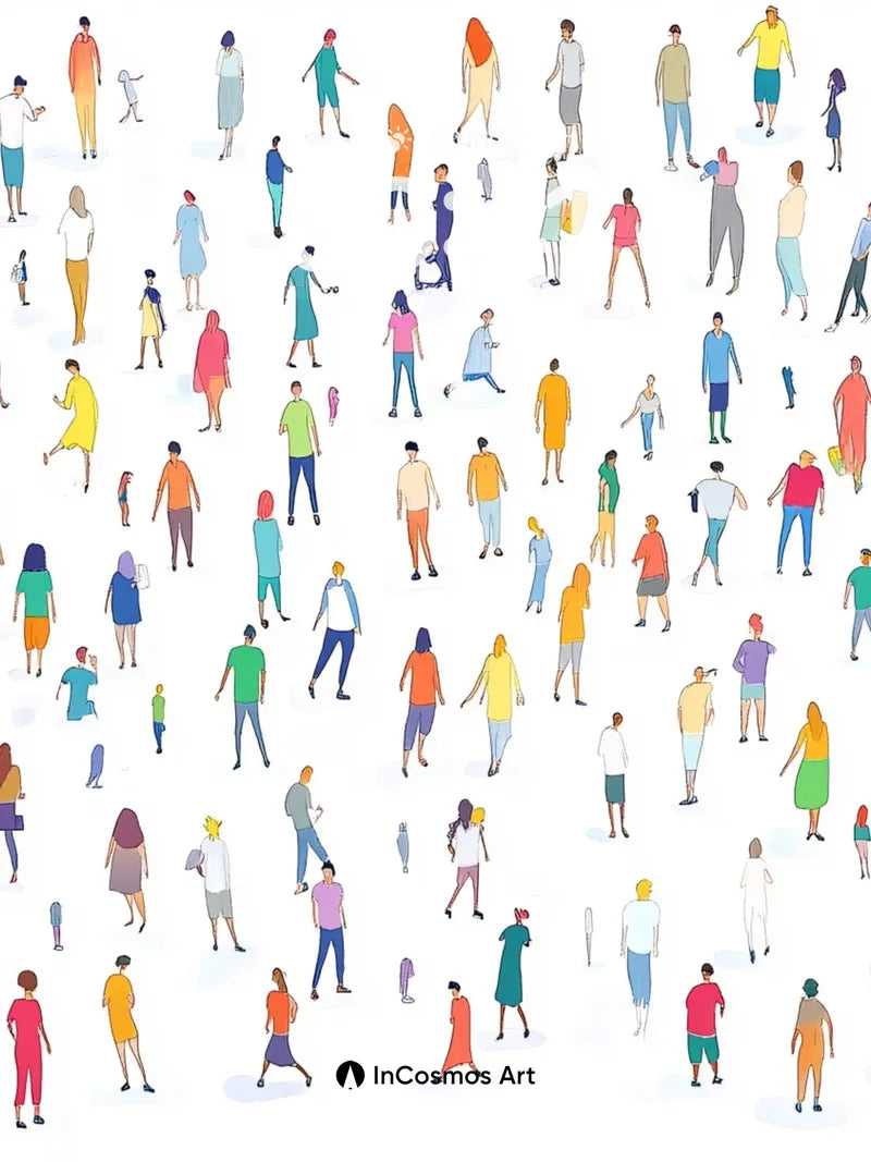 Playful Crowd Wallpaper with Colorful Movement