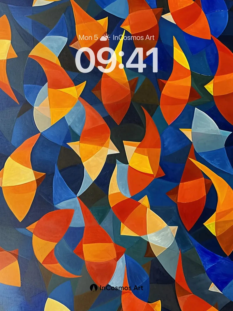 Cubist Flame Wallpaper with Geometric Pulse wallpaper for iPhone, iPad & Mac