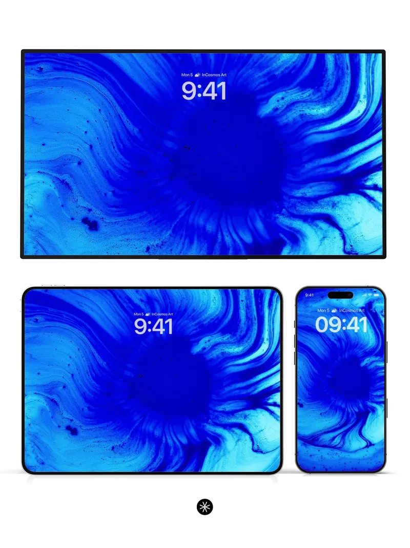 Deep Blue Vortex Flow Wallpaper