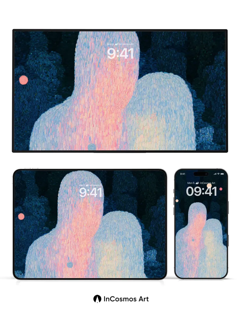 Whispering Light Wallpaper with Ethereal Figures