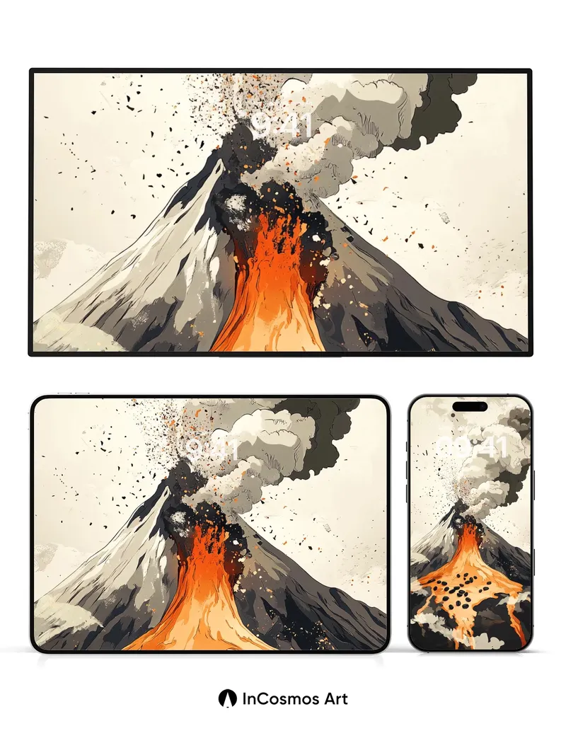 Volcanic Pulse Wallpaper with Coffee Bean Ash