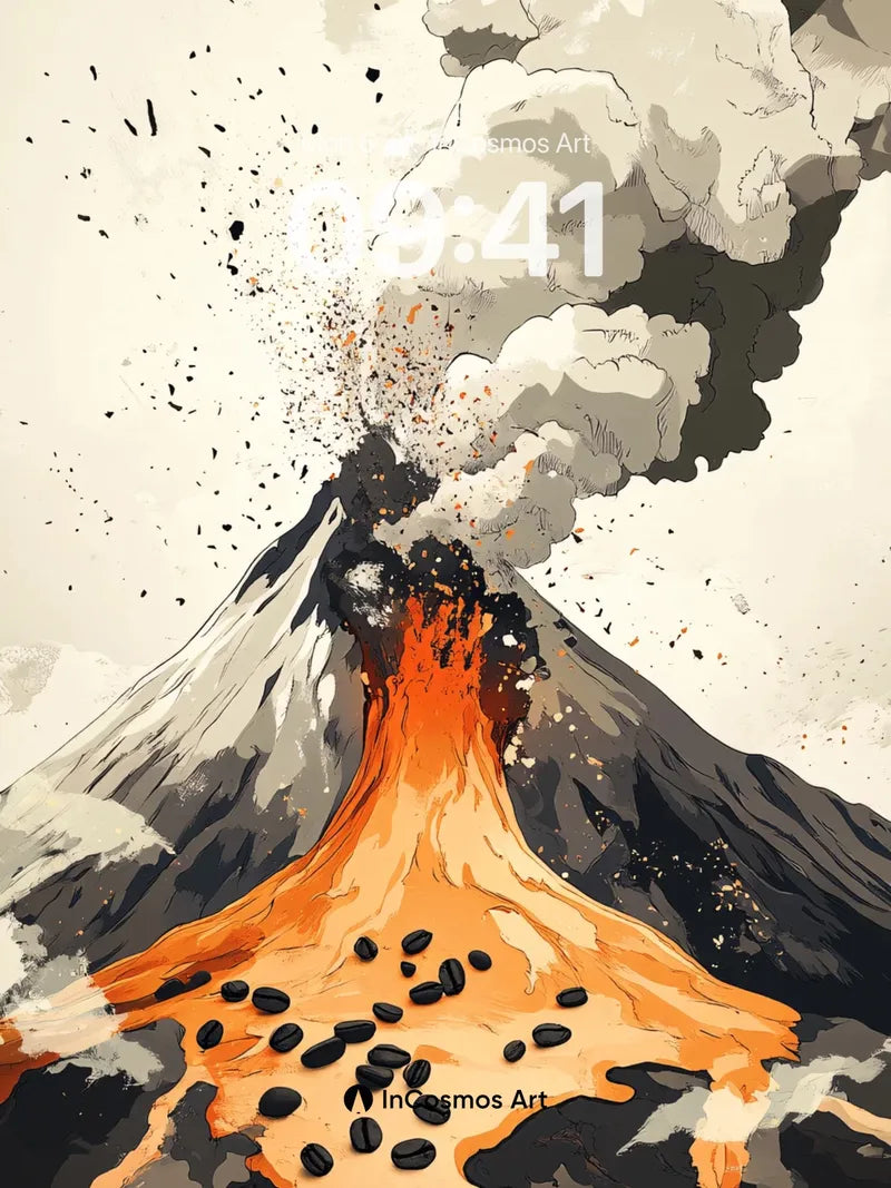 Volcanic Pulse Wallpaper with Coffee Bean Ash