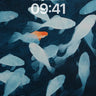 Serene Abyss Wallpaper with One Orange Fish wallpaper for iPhone, iPad & Mac