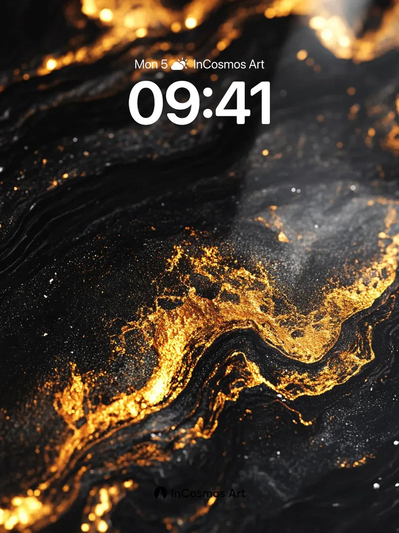 Luminous Vein Wallpaper with Golden Flow