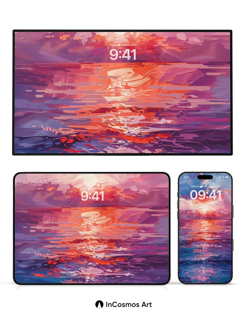 Crimson Horizon Wallpaper with Liquid Sky