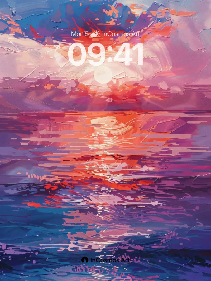 Crimson Horizon Wallpaper with Liquid Sky