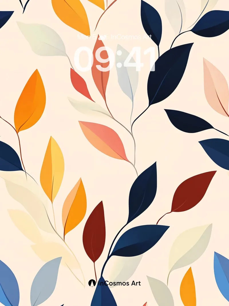 Autumn Whispers Wallpaper with Floating Leaves