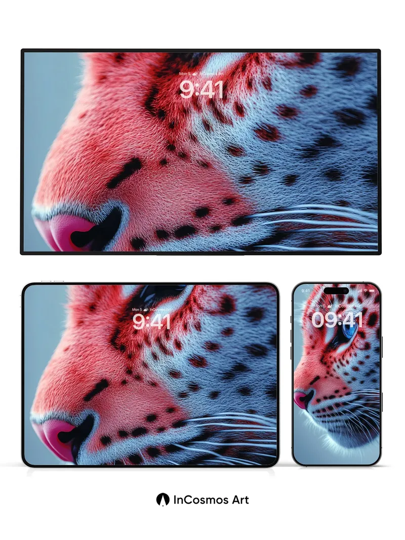 Crimson Mirage Wallpaper with Electric Blue Eyes