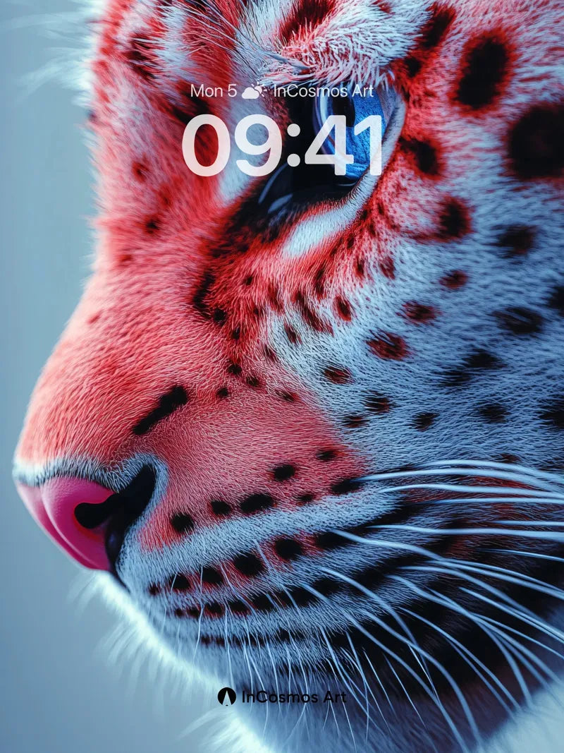 Crimson Mirage Wallpaper with Electric Blue Eyes