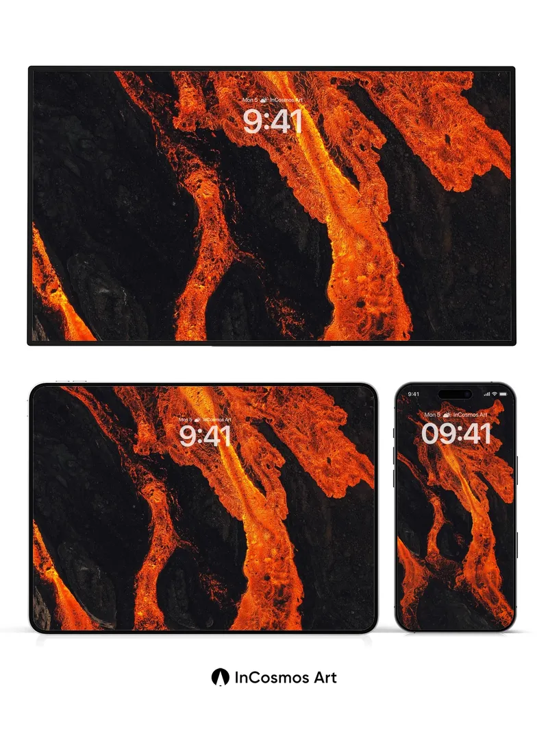 Incandescent River Wallpaper with Lava Veins