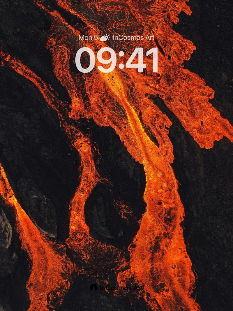 Incandescent River Wallpaper with Lava Veins