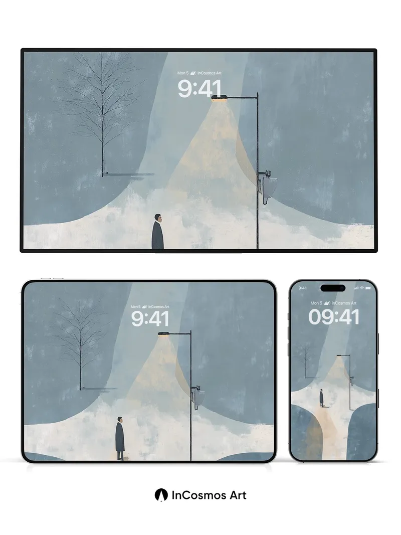 Solitary Path Wallpaper with Glowing Light Beam