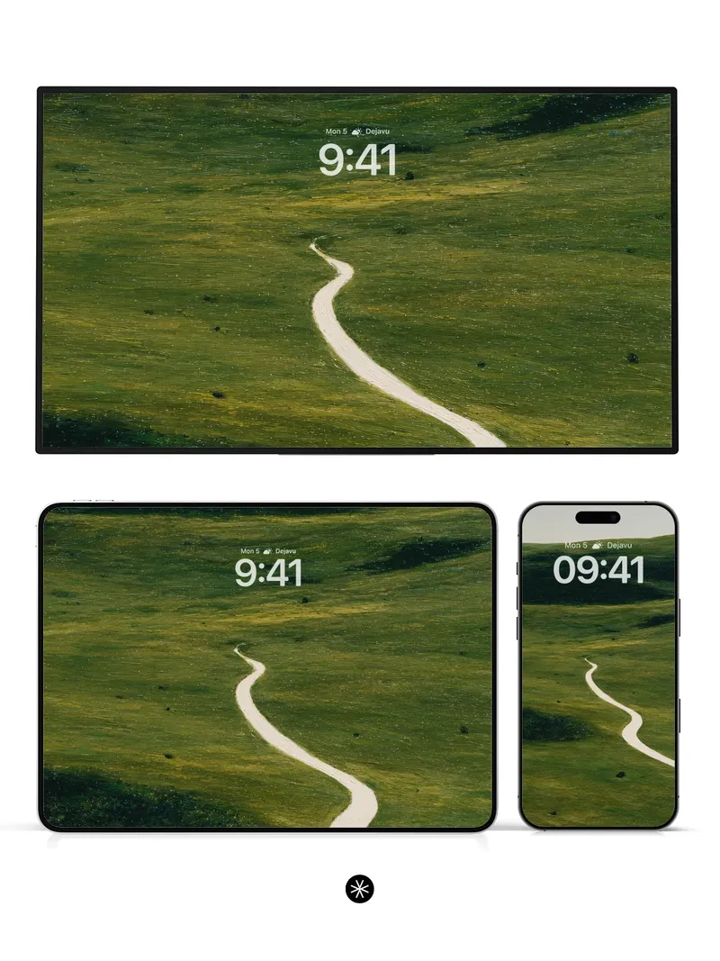 Winding Path Green Hills Wallpaper Background