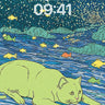 Luminous Abyss Wallpaper with Starlit Cat wallpaper for iPhone, iPad & Mac
