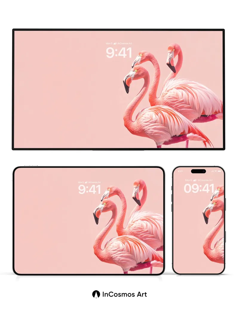 Serene Flamingo Wallpaper with Soft Pink Hues