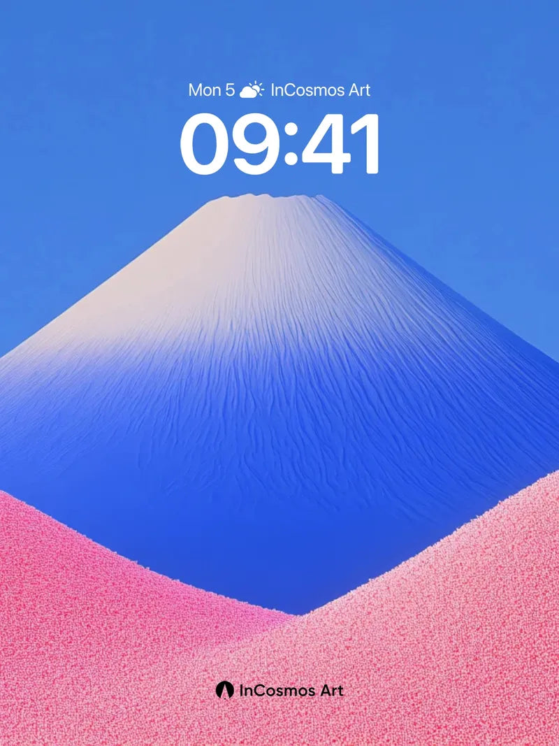 Calm Mountain Mirage Wallpaper with Pink Dunes