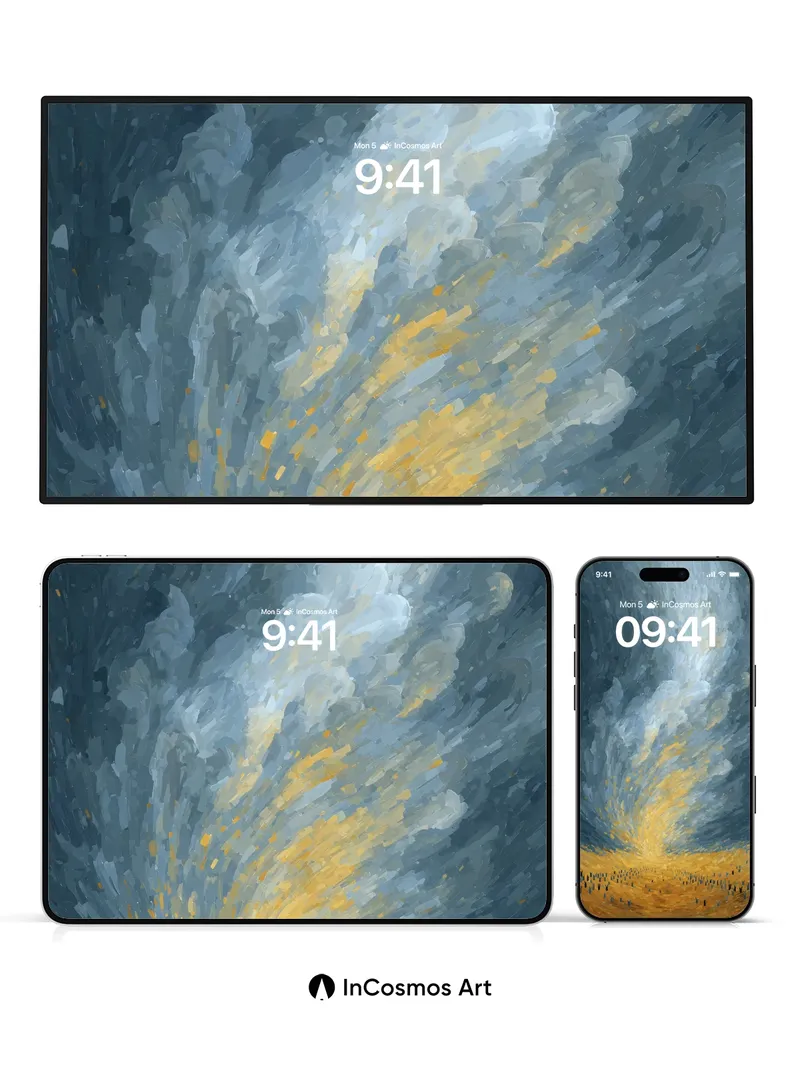 Storm's Embrace Wallpaper with Golden Horizon