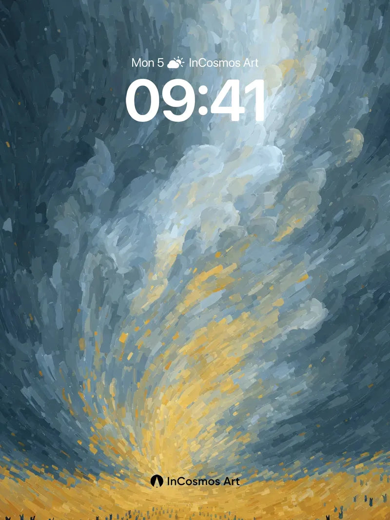 Storm's Embrace Wallpaper with Golden Horizon