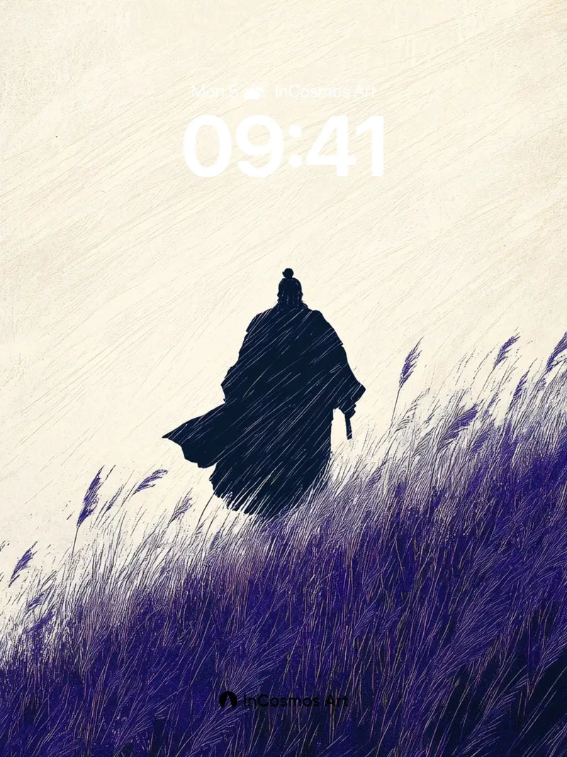 Silhouetted Wanderer Wallpaper in Midnight Hues