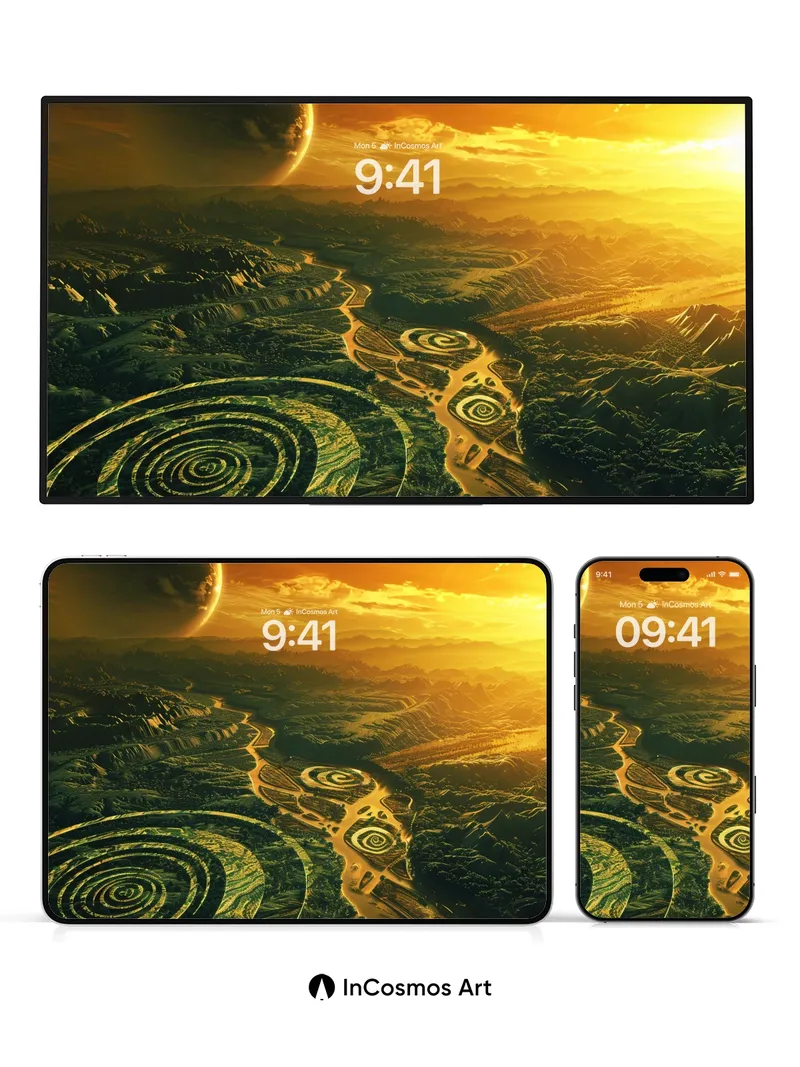 Golden Spiral Wallpaper with Celestial Echoes