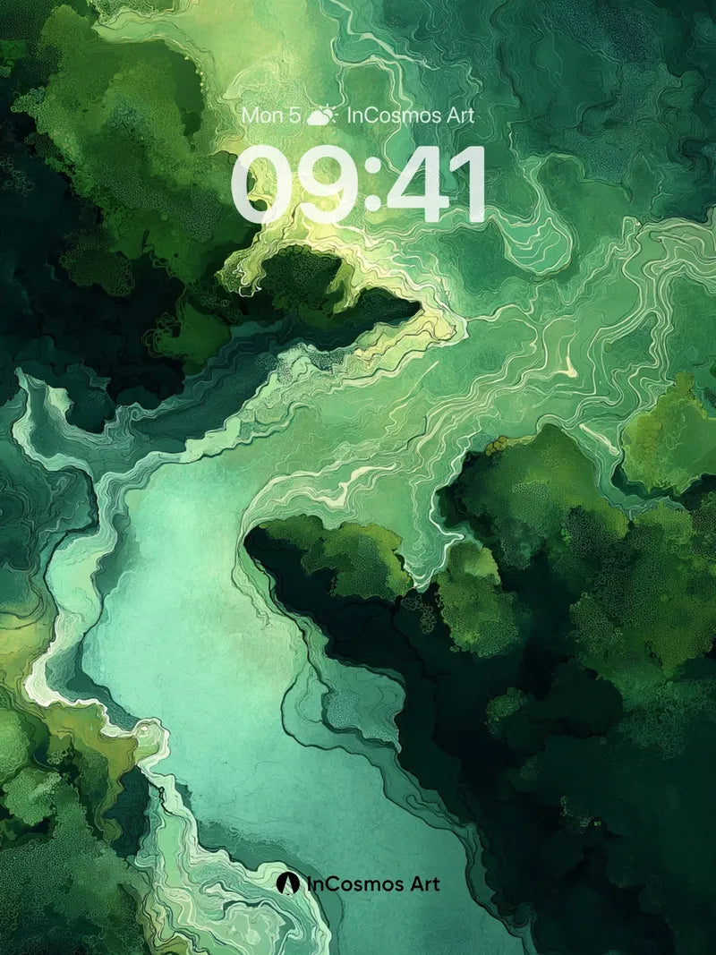 Emerald Veil Wallpaper with Whispering Currents