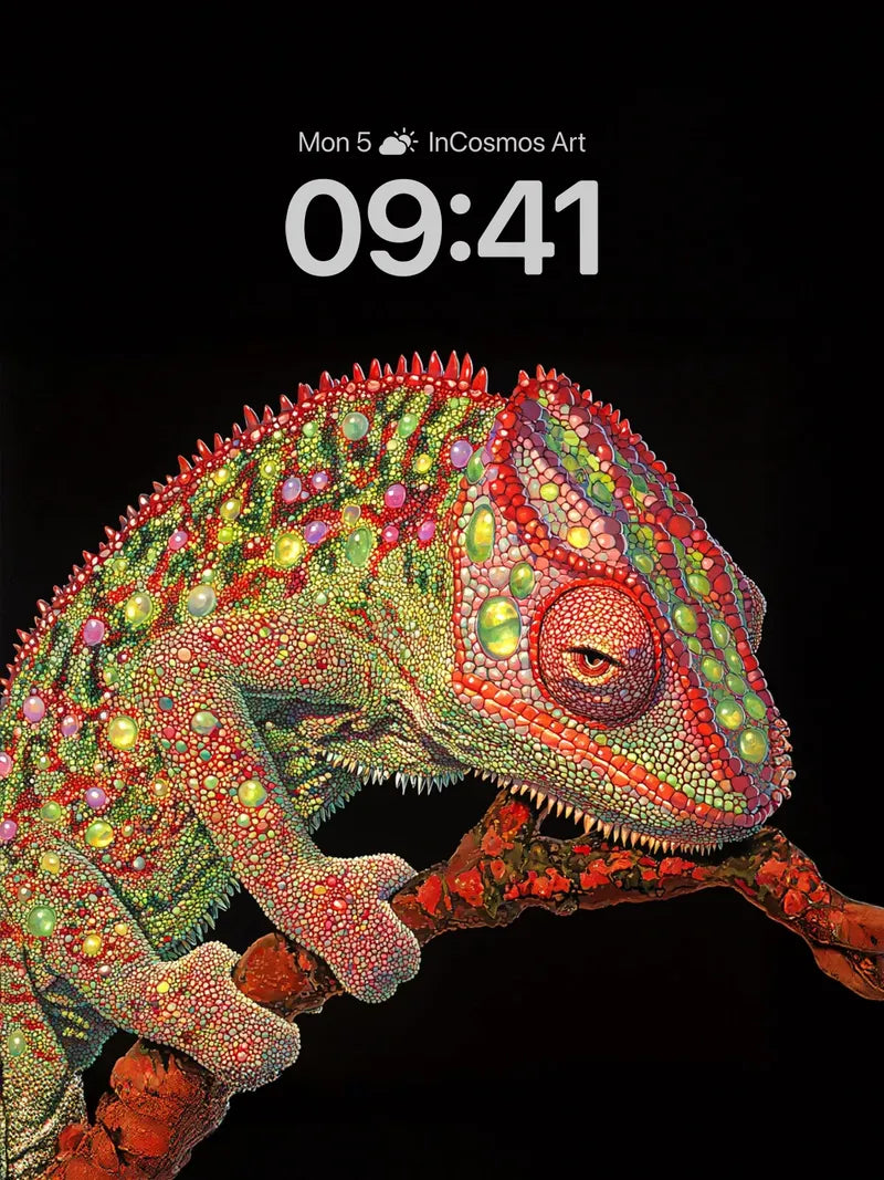 Luminous Chameleon Wallpaper with Living Scales