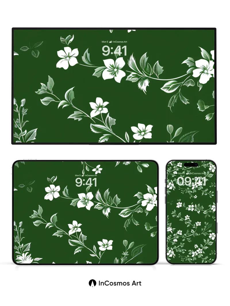 Emerald Whispers Wallpaper with Silver Veins