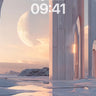 Serene Lunar Arch Wallpaper with Reflective Snow wallpaper for iPhone, iPad & Mac