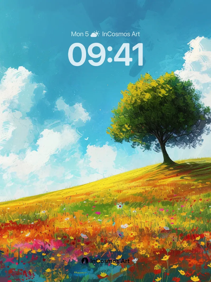 Serenity Bloom Wallpaper with Solitary Tree