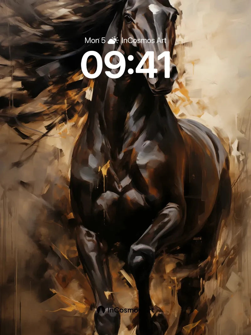 Thunderous Stallion Wallpaper with Fiery Motion wallpaper for iPhone, iPad & Mac