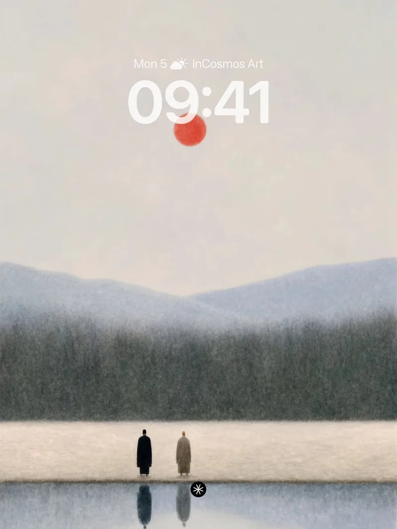 Silent Horizon Wallpaper with Crimson Orb wallpaper for iPhone, iPad & Mac