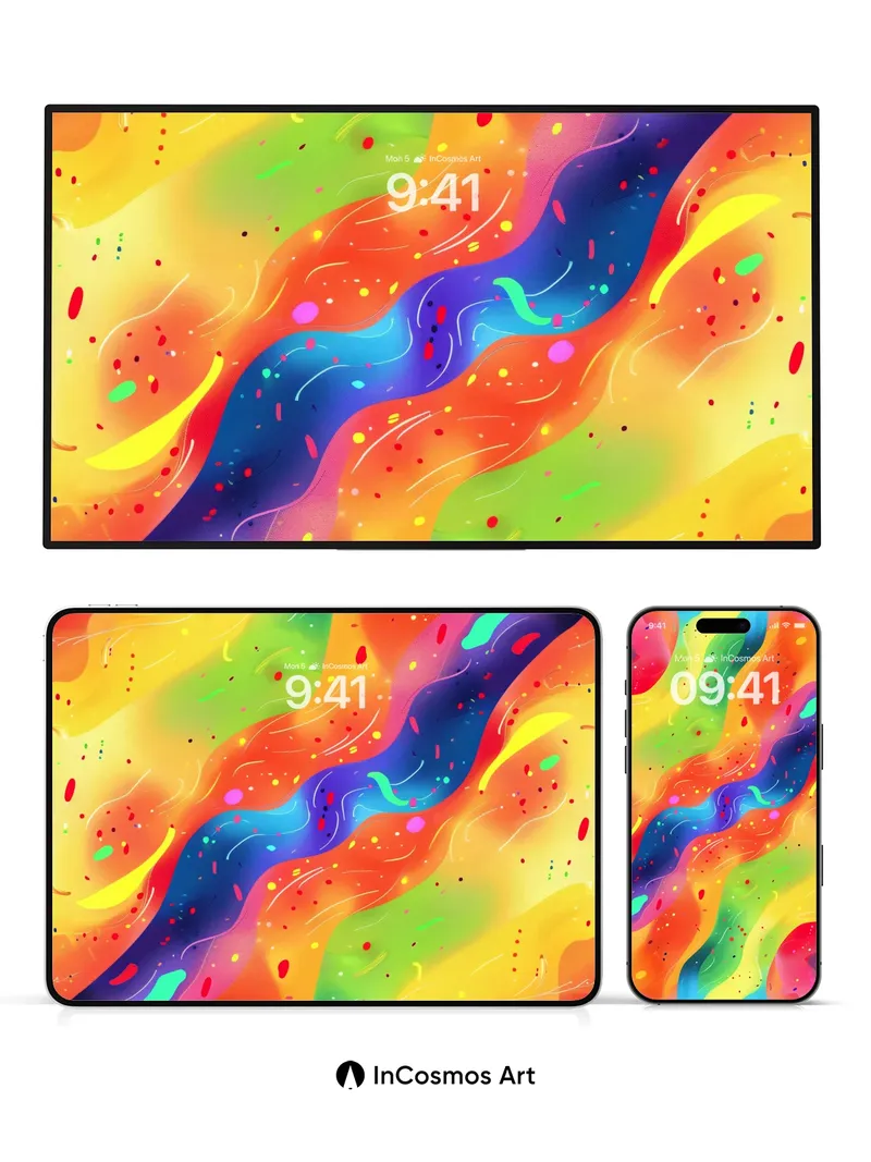 Luminous Wave Wallpaper with Cosmic Speckles