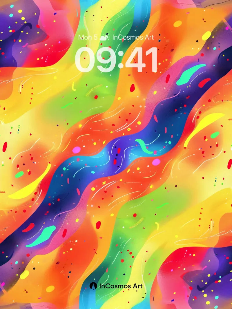 Luminous Wave Wallpaper with Cosmic Speckles