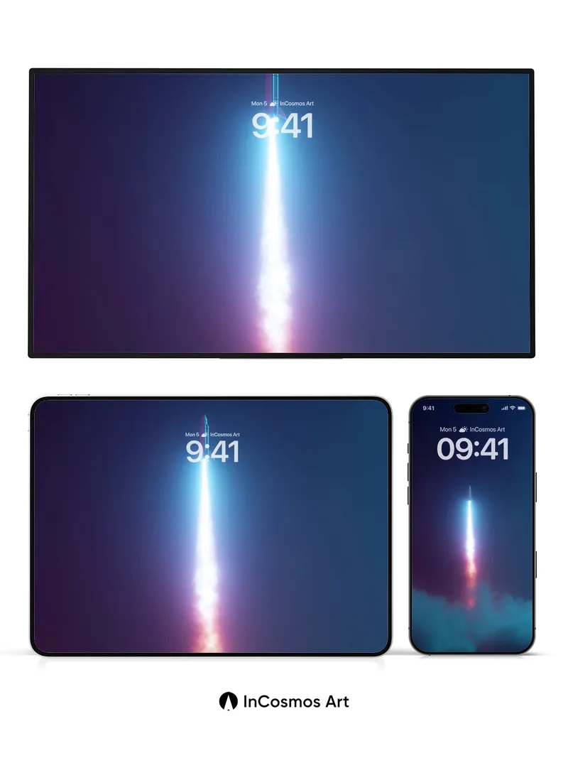 Cosmic Ascent Wallpaper with Electric Trail