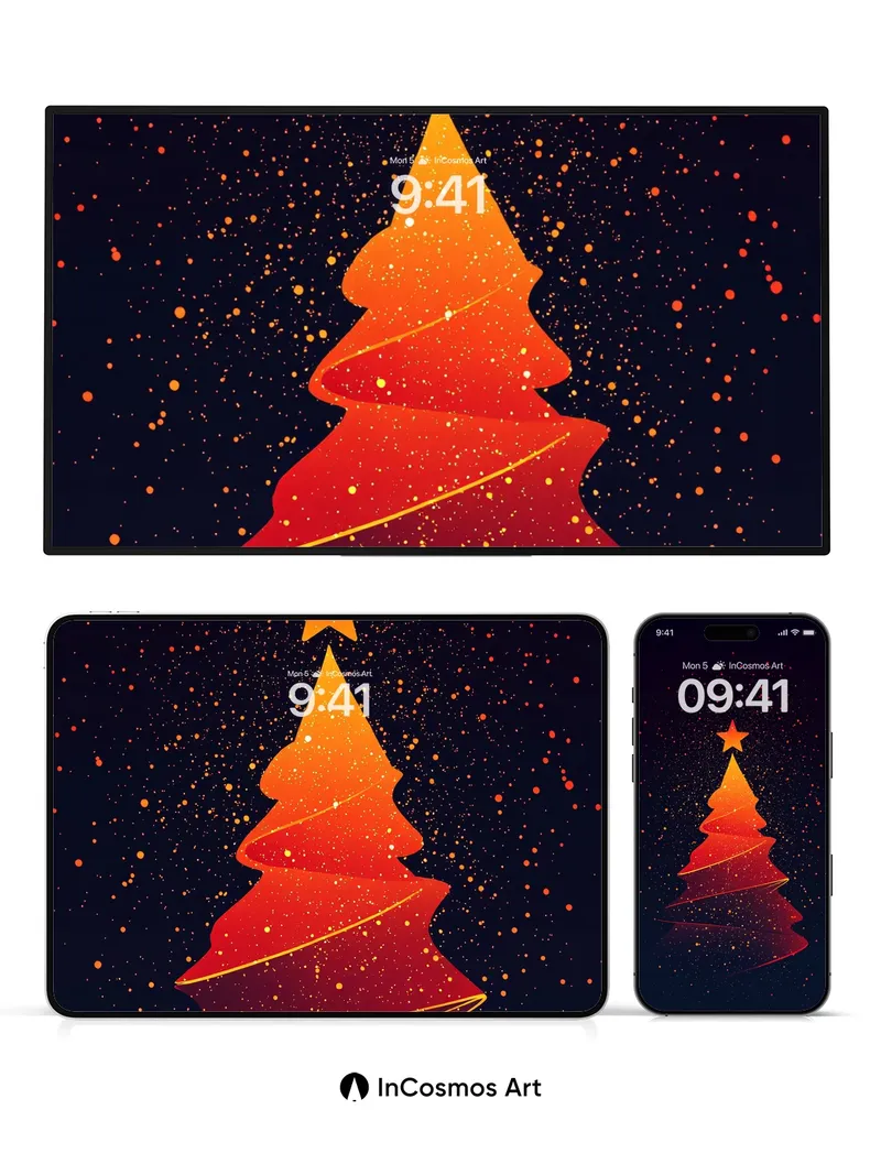 Cosmic Ember Wallpaper with Starlit Spiral