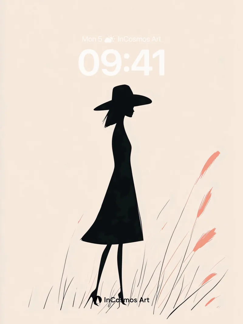 Silhouetted Grace Wallpaper with Wind-Whispered Grass