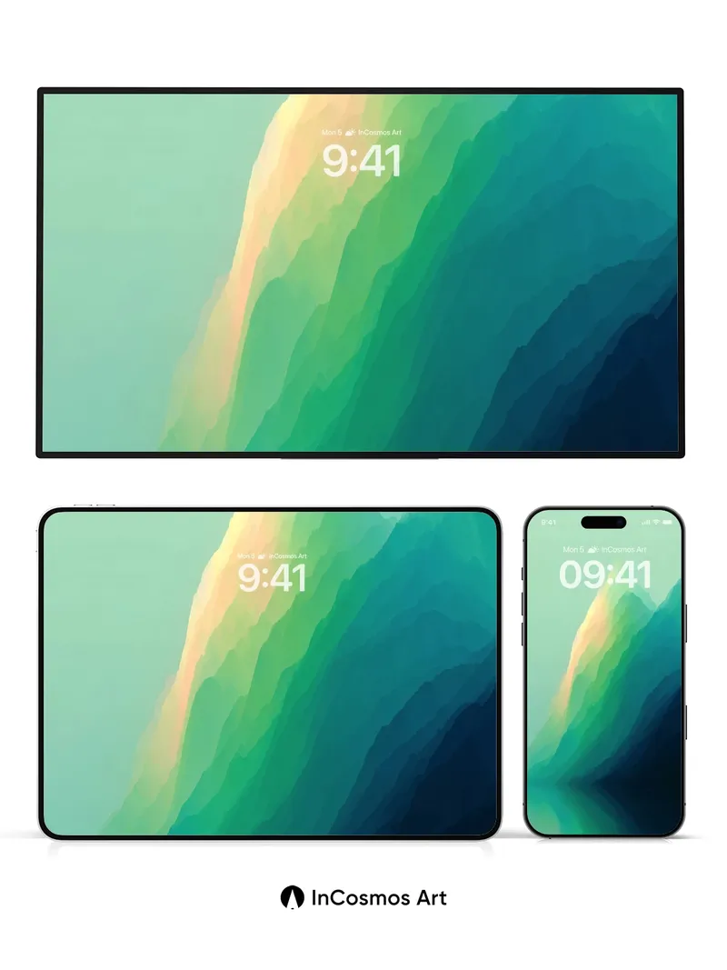 Emerald Hush Wallpaper with Light-Brushed Peaks