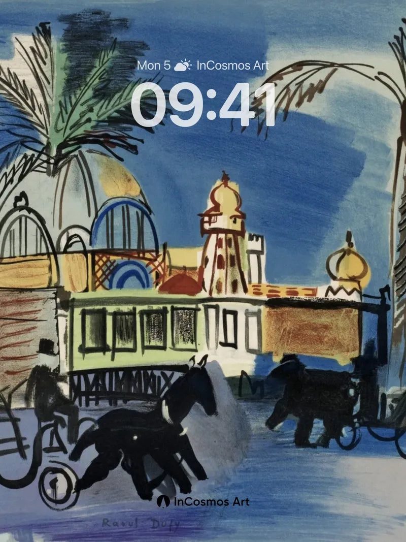 Whispering Palm Wallpaper with Midnight Carriages