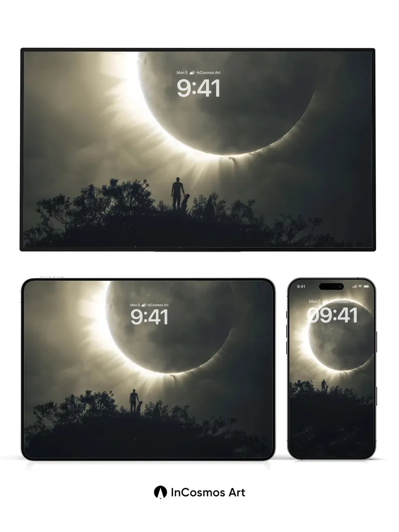 Eclipse Silhouette Wallpaper with Celestial Glow