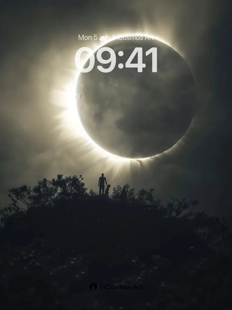 Eclipse Silhouette Wallpaper with Celestial Glow