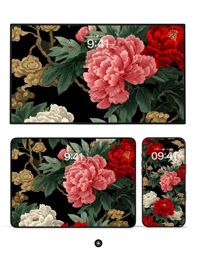 Peony Blossom Noir Background