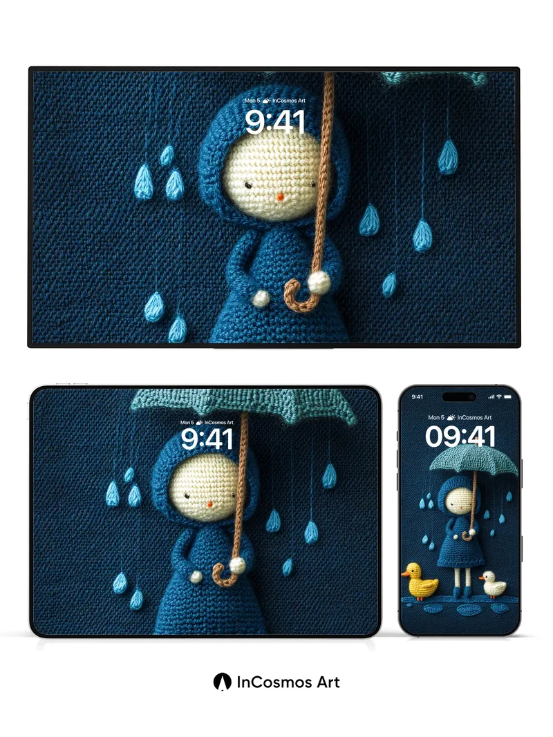Whispering Rain Wallpaper with Knitted Tales
