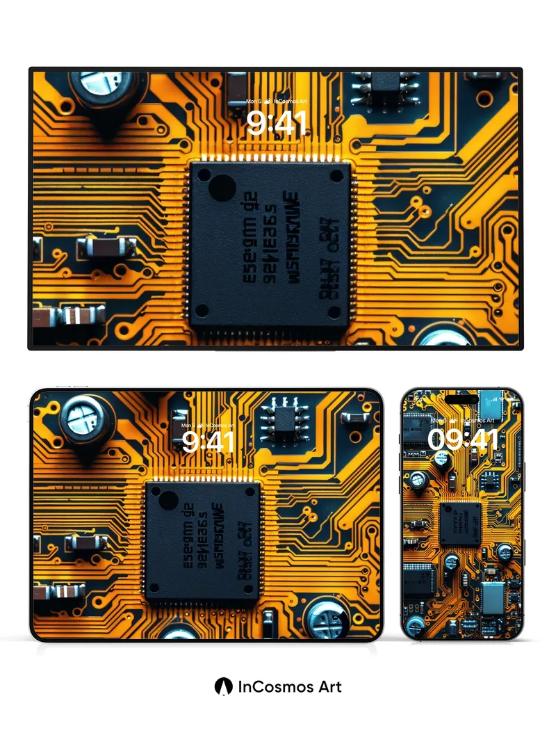 Circuit Pulse Wallpaper with Neon Veins