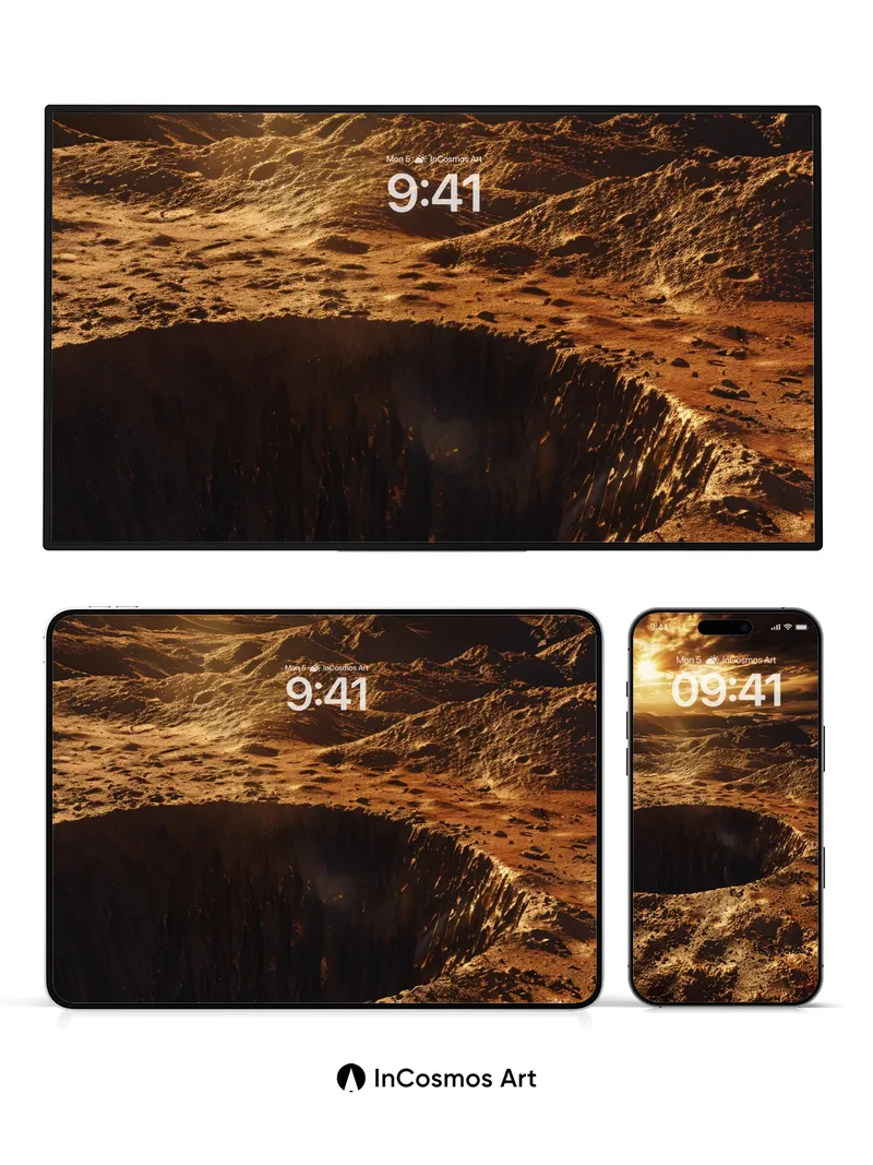 Sunset Crater Wallpaper with Golden Dust